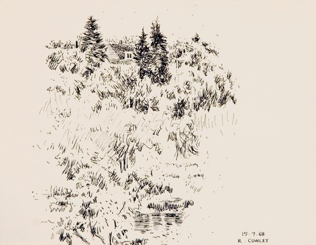 Untitled (house and fir trees)