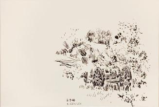 Untitled (old wagon in trees)