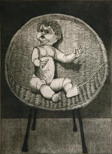 Untitled (doll in bamboo chair)