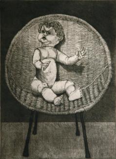 Untitled (doll in bamboo chair)