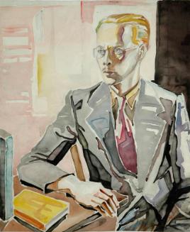 Untitled (seated man wearing grey suit)