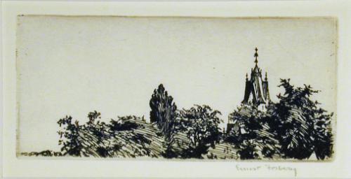 Untitled (spire and tree tops)
