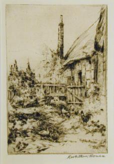 Untitled (thatched cottage and barnyard)