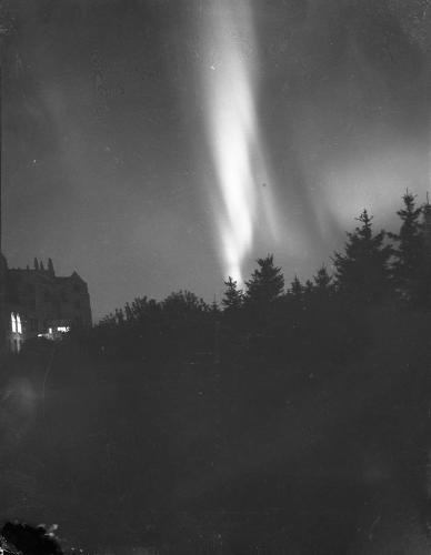 Untitled (Hotel Bessborough with northern lights)