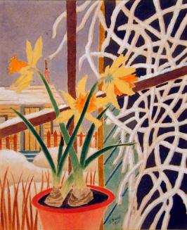 Untitled (daffodils in red pot)
