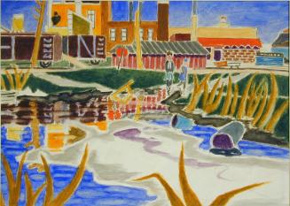 Untitled (buildings and figures)
