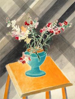 Untitled (flowers on orange table)