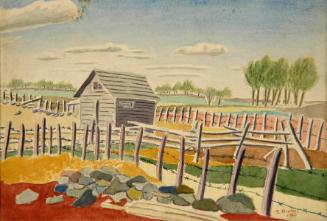 Untitled (farm fences and shed)