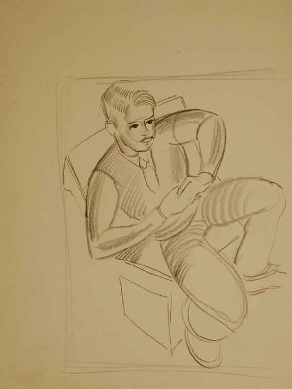 Untitled (sketch of man in chair)
