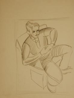 Untitled (sketch of man in chair)