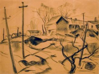 Untitled (telephone poles and farm)