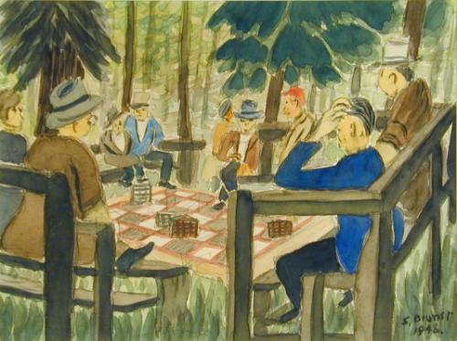 Untitled (people in park playing checkers)