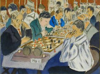 Untitled (a crowded room of chess players)