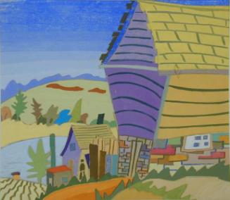 Untitled (yellow and purple barn)
