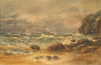 Coastal Scene with Boat in Storm