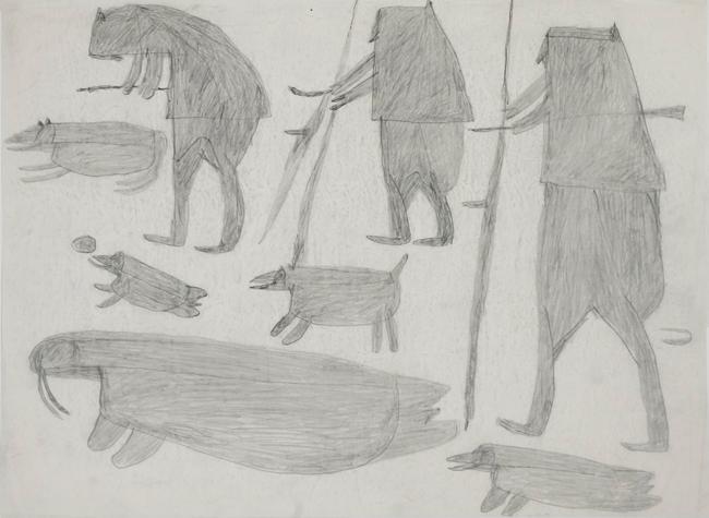 Untitled (hunters with dogs and walrus)