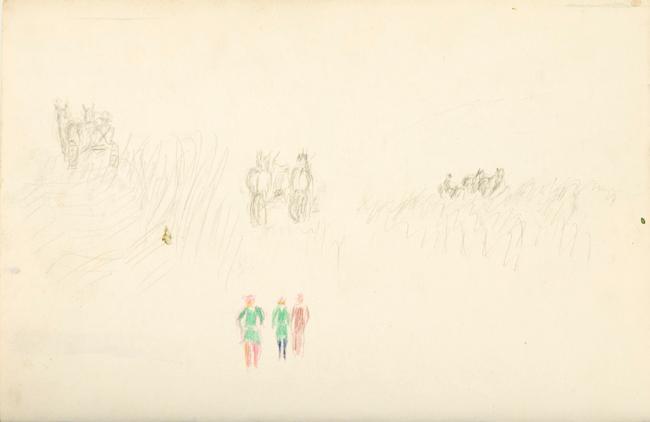 Untitled (figure and plow team studies)