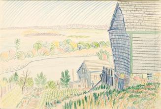 Untitled (buildings overlooking river and hills)