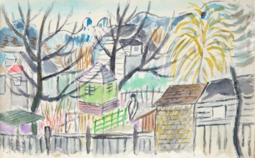 Untitled (buildings and figure)
