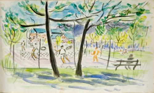 Untitled (tennis game in park)