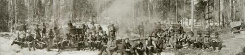 Logging Crew Eating Midday Meal