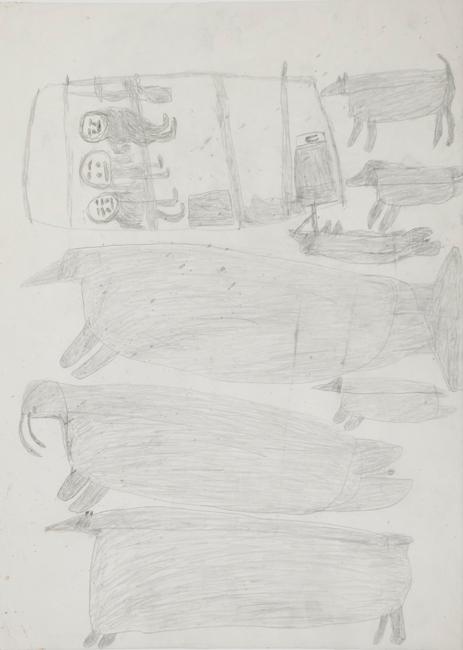 Untitled (animals with figures in camp)