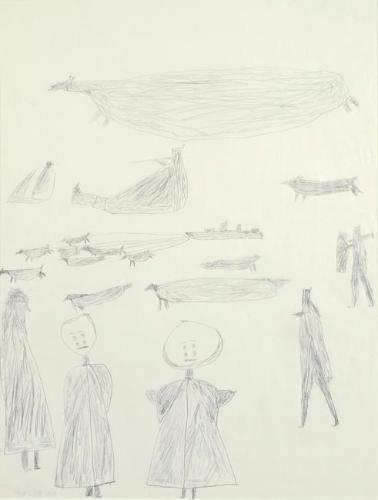 Untitled (figures, animals, dogsled)