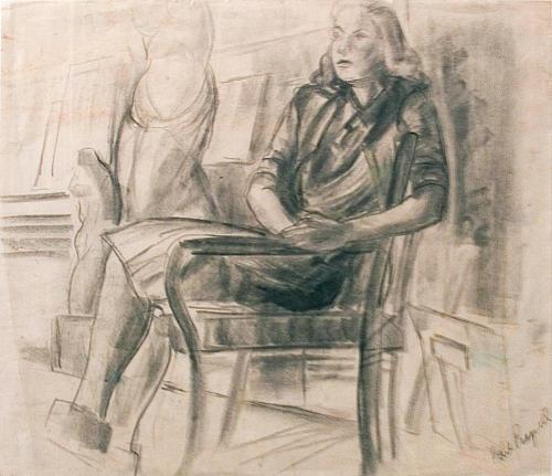 Untitled (seated clothed model in classroom)