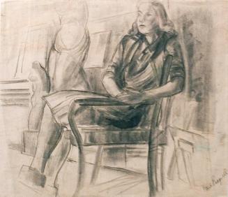 Untitled (seated clothed model in classroom)