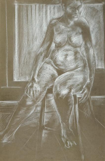 Untitled (nude seated on stool)