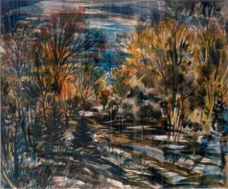 Untitled (woodland with fence)