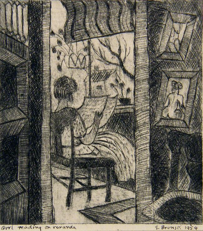 Girl Reading on Veranda