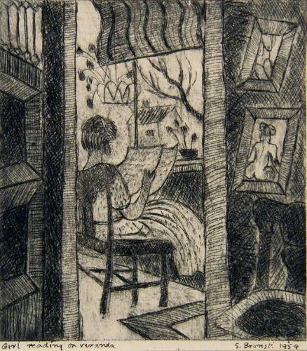 Girl Reading on Veranda