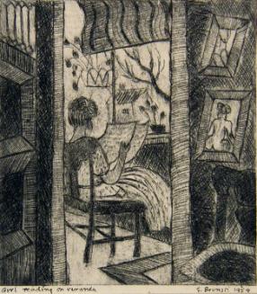 Girl Reading on Veranda