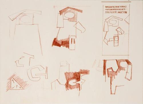 Saskatchewan Government Insurance Building: Entrance Mural (sketches for east panel)