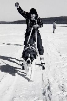 Untitled (man on skis towed by dog)