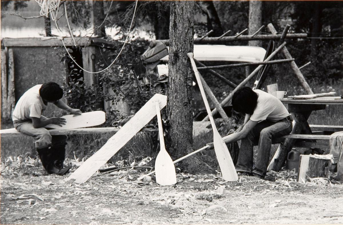 Untitled (youths making paddles)