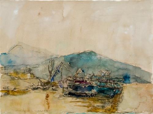 Boats on Dock at Wanxian, Yangtze River