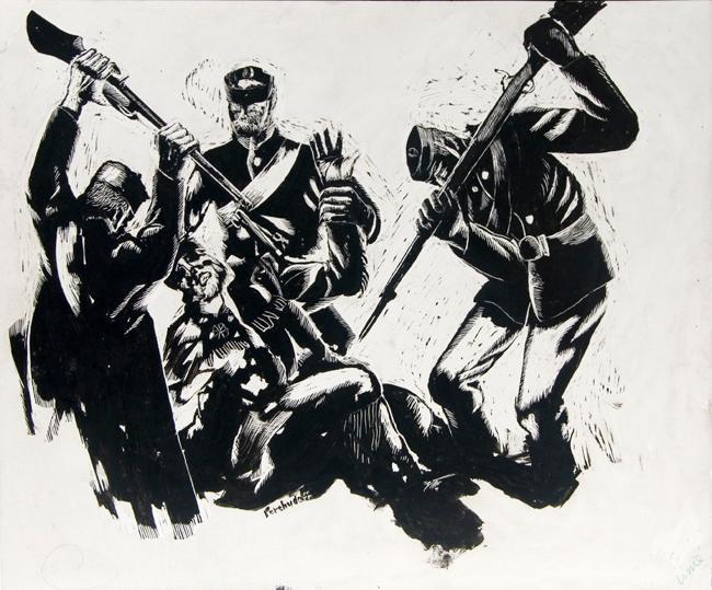 Andre Nault Bayoneted by Soldiers