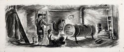 Untitled (people at barrel stove)