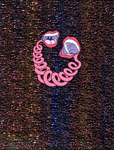 My Love Beats a Tattoo (two mouths joined by esophagus)
