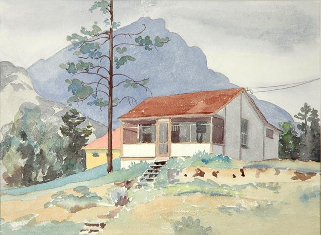 Untitled (house, tree and mountain)