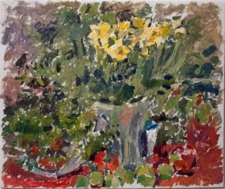 Untitled (still life with vase and yellow flowers)