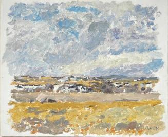 Untitled (landscape with cows ? in middleground)