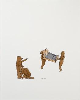 Untitled (woman, animals, bed)