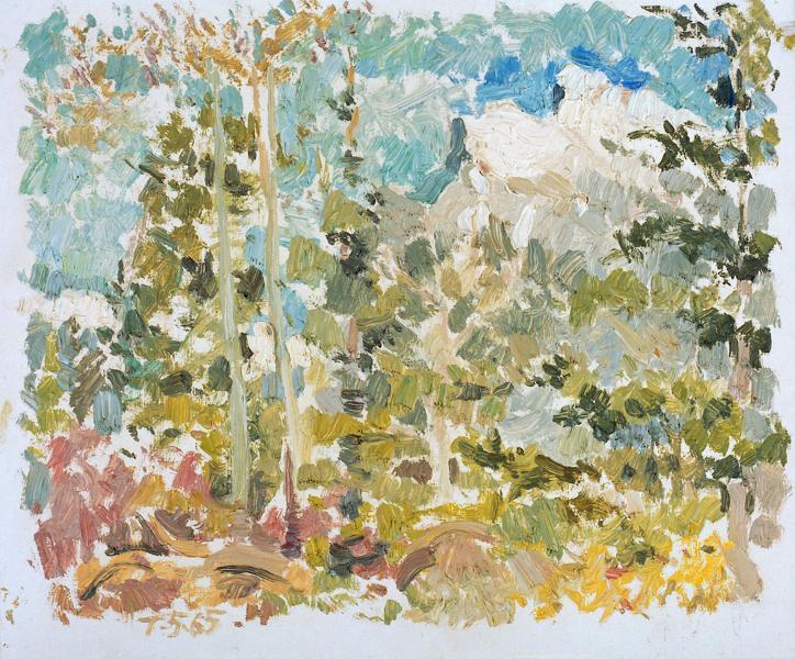 Untitled (2 Trees on left, 2 Mountains on right)