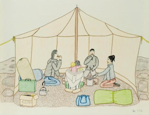 Family Eating in a Tent