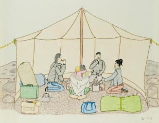 Family Eating in a Tent