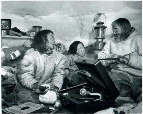 NWT: Baker Lake - Pork, Hattie and Grandson Ikkat in Their Tiny Igloo