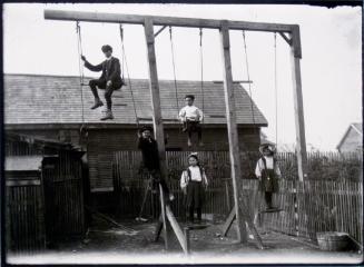 Freese children on swings, New Westminster BC (spring 1902)